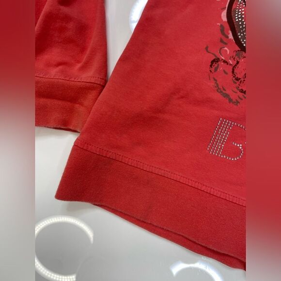 BCBG Butterfly Rhinestones Full Zip Hoodie Women Small Salmon Pink Y2K - Picture 3 of 12